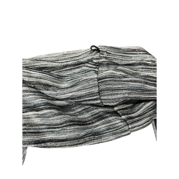 Striped Infinity Scarf Black Gray Wrap Shawl Polyester Blend Comfort Cozy - Picture 2 of 7